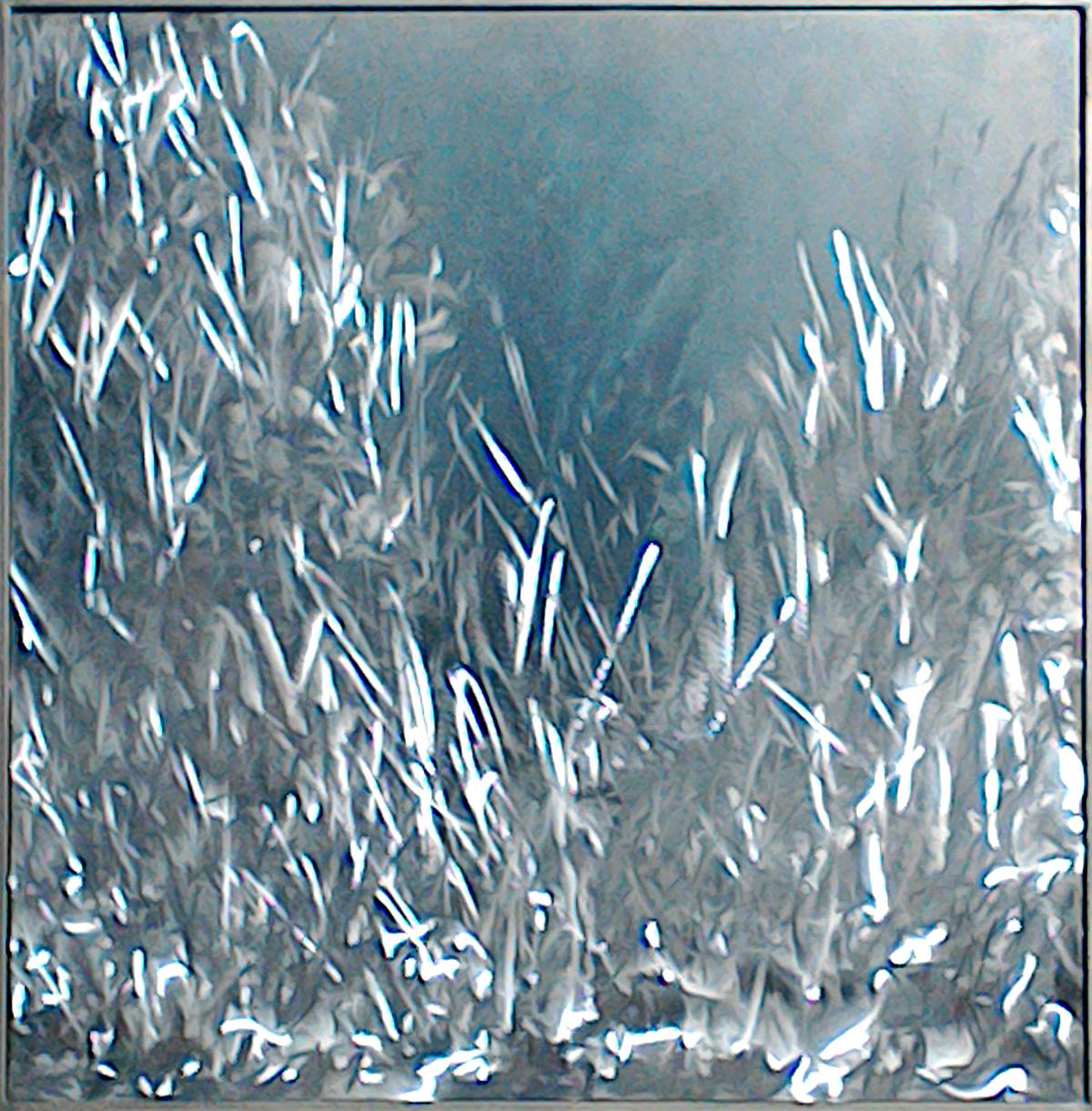 Winterscape: Abstract painting, mixed media on metal